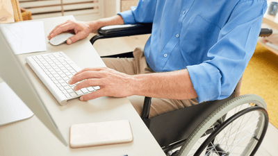 Blind man using a computer